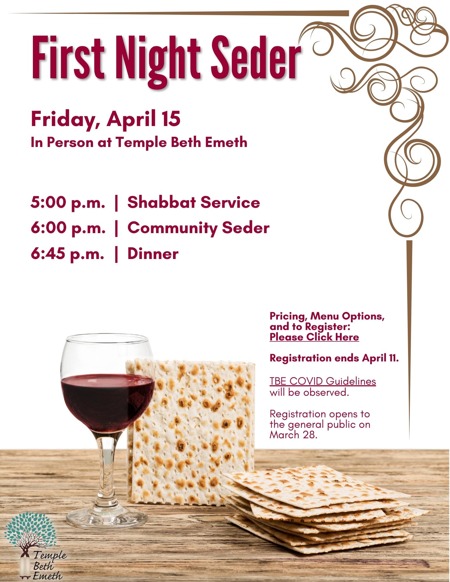 TBE First Night Seder Jewish Federation of Greater Ann Arbor